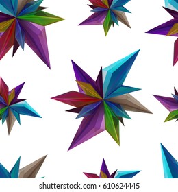 Abstract crystal seamless pattern. Polygonal style.