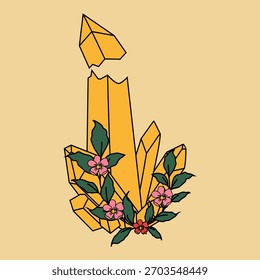 Abstractas forma de cristal rodeado de elegantes detalles florales