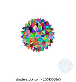 Abstract crystal sphere. Isolated on white background. Vector colorful illustration.