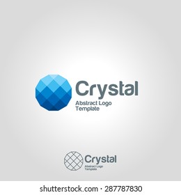 Abstract crystal symbol icon or logo design template
