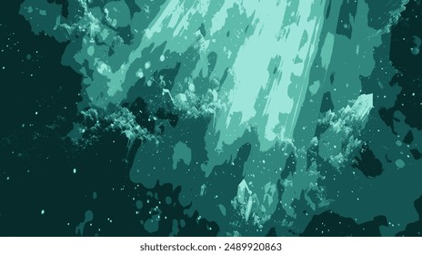 Texturas de cristal Abstractas en esmeralda y verde azulado dispersas partículas brillantes y luces etéreas