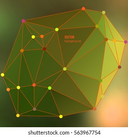 Abstract crystalline form with edge lines and vertex point. Modern triangle geometrical background in Origami style with colors gradient polygonal. Vector illustration EPS 10 triangle for presentation