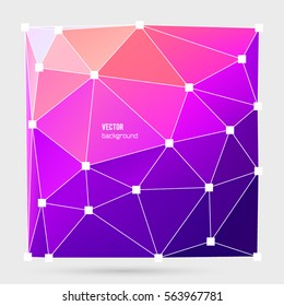 Abstract crystalline form with edge lines and vertex point. Modern triangle geometrical background in Origami style with colors gradient polygonal. Vector illustration EPS 10 triangle for presentation