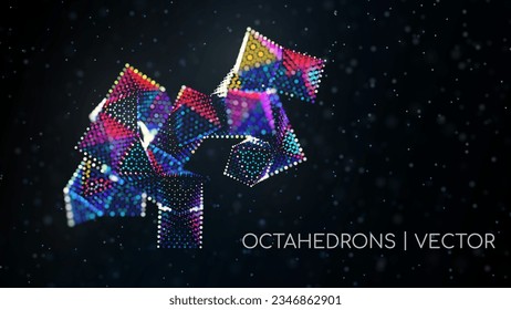 Resumen cristalino del compuesto de octaedro. Estructura microdimensional. Profundidad del campo