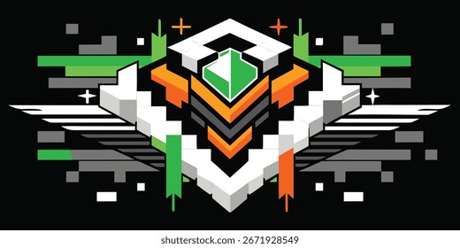 Abstract Crystalline Vector Design with Sharp Angles, Contrasting Forms, and Geometric Intricacy