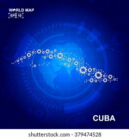 Abstract Cuba gear map. Vector design
