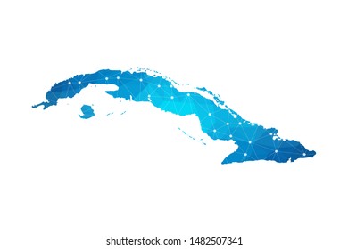 Abstract Cuba Map geometric rumpled triangular low poly style gradient graphic on white background , line dots polygonal design for your . Vector illustration eps 10