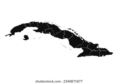 Abstract Cuba Silhouette Detailed Map, can be used for business designs, presentation designs or any suitable designs.