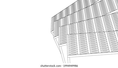 abstract cube architecture 3d illustration sketch