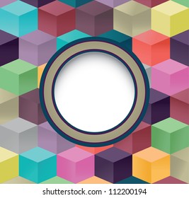 Abstract cube background cover with frame for text or main symbol - vector illustration