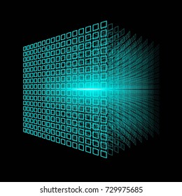 Abstract cube. Big data visualization.Fractal element. Big data complex. 