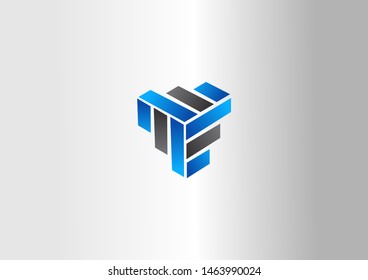 abstract cube of black and blue. Simple logo.