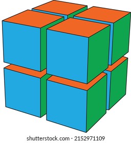 abstract cube colored. with white background