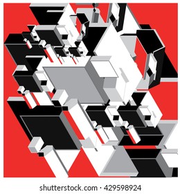 Abstract cube composition design and  background illustration