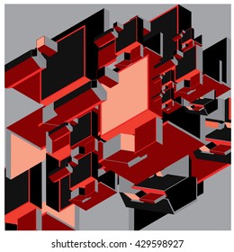 Abstract cube composition design and  background illustration