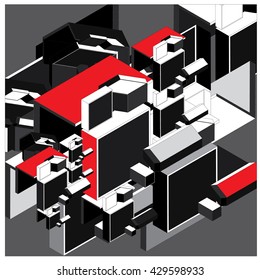 Abstract cube composition design and  background illustration