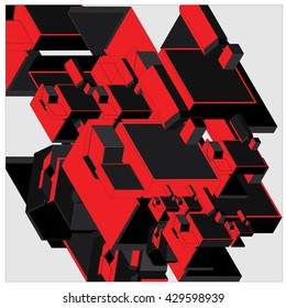 Abstract cube composition design and  background illustration