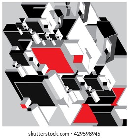 Abstract cube composition design and  background illustration