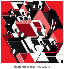 Abstract cube composition design and  background illustration