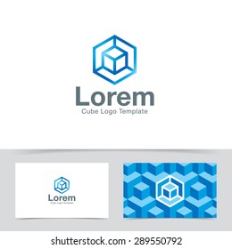 Abstract cube construction logo design template. Corporate branding identity