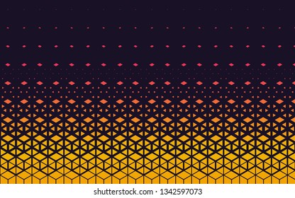 Abstract cube gridient halftone cubes pattern. Vector Seamless Hexagonal Cube Halftone Gridient Outline Pattern In Dark Blue Background. Hexagonal Halftone Pattern. Vector Background. EPS10.