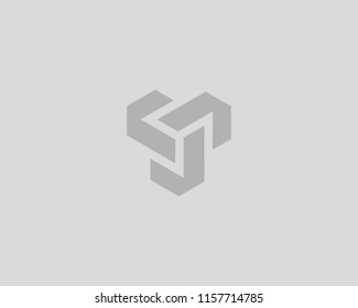 Abstract cube hexagon construction logo design. Geometric vector logo