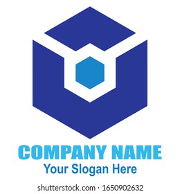 Abstract Cube Hexagon Logo Design Vector Illustration