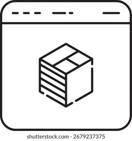 Abstract cube icon design on browser window outline