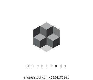 Abstract cube logo design template for construction, planning and structure. Isometric cube vector design symbol.