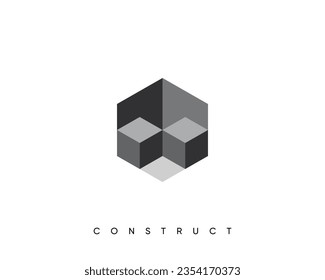 Abstract cube logo design template for construction, planning and structure. Isometric cube vector design symbol.