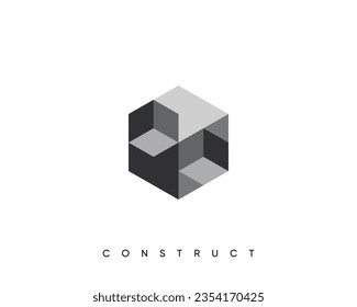 Abstract cube logo design template for construction, planning and structure. Isometric cube vector design symbol.