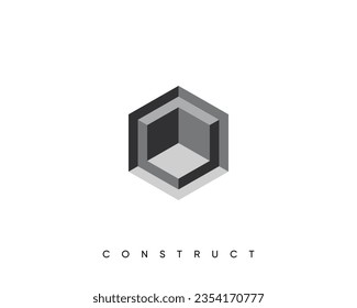 Abstract cube logo design template for construction, planning and structure. Isometric cube vector design symbol.