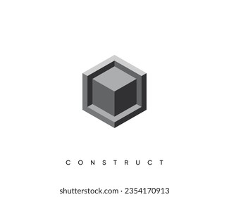 Abstract cube logo design template for construction, planning and structure. Isometric cube vector design symbol.