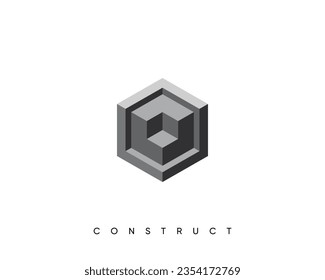 Abstract cube logo design template for construction, planning and structure. Isometric cube vector design symbol.