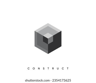 Plantilla de diseño del logotipo del cubo abstracto para construcción, planificación y estructura. Símbolo de diseño vectorial de cubo isométrico.