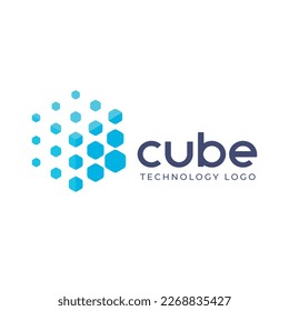 Abstract cube logo design. Virtual box logo template. Cube vector logo