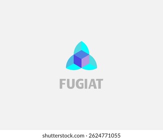 Abstract cube logo with geometric shapes. Creative building construction sign. IT startup vector symbol.