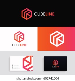 Abstract cube logo icon. Modern hexagon concept vector design.