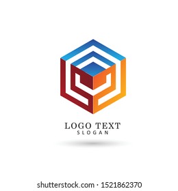 Abstract Cube Logo. Symbol & Icon Vector Template.