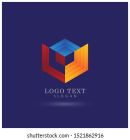 Abstract Cube Logo. Symbol & Icon Vector Template.