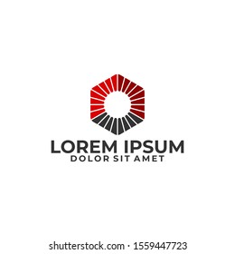 Abstract cube logo template with modern sunlight negative space illustration in flat design pictogram symbol