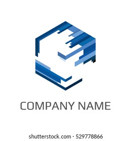 Abstract cube made of lines, logo for company. Template design vector.