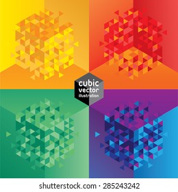 Abstract cube mosaic design geometric backgrounds set. Layered file. Vector illustration and design element