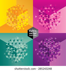 Abstract cube mosaic design geometric backgrounds set. Layered file. Vector illustration and design element