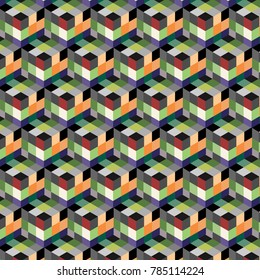 Abstract cube pattern. Colorful design, geometric 3d vector wallpaper, cube pattern background.