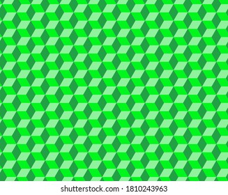 Abstract cube pattern in editable vector format. Seamless Cubes Pattern. Green color. 3D vector background. Modern stylish texture