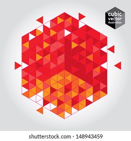 Abstract cube red design element. Layered file