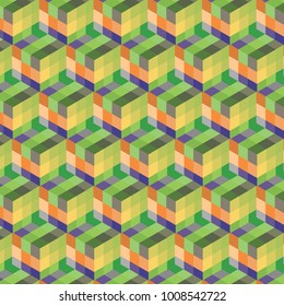 Abstract cube  seamless pattern. Colorful design, geometric 3d vector wallpaper, cube pattern background.