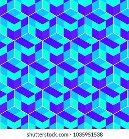Abstract cube Seamless pattern. Colorful design, geometric 3d vector wallpaper, cube pattern background.