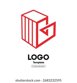 Abstract cube shape with transparent background